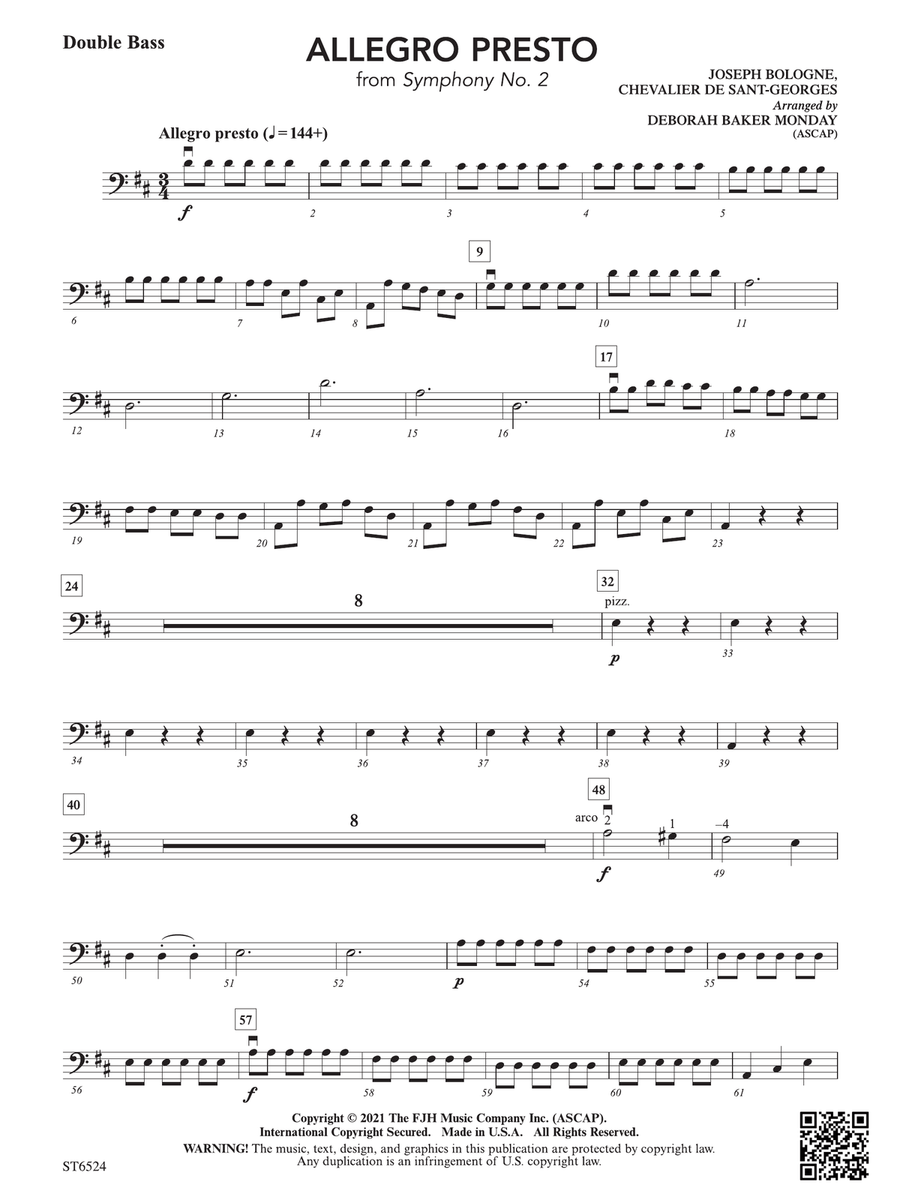Allegro Presto (From Symphony No. 2): Double Bass Double Bass scores gallery preview page 1