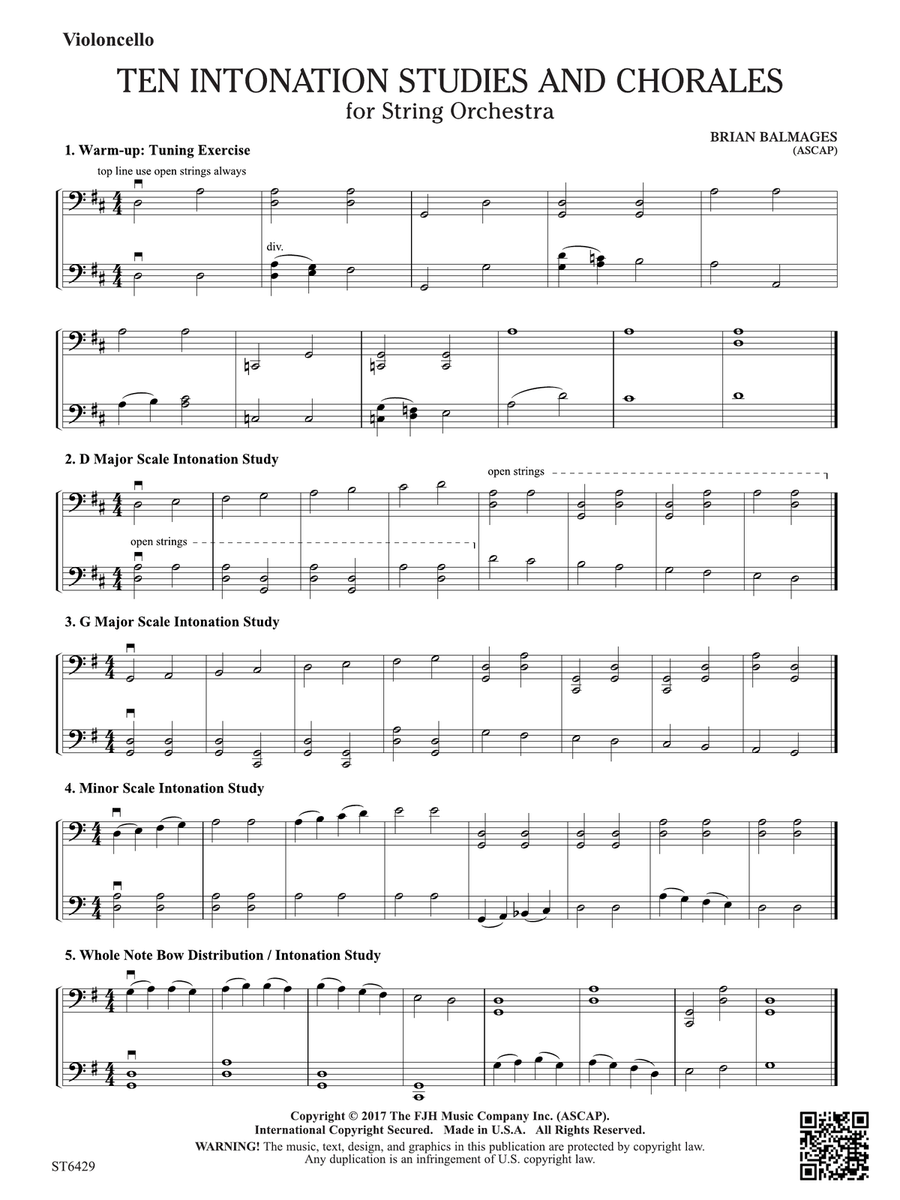 10 Intonation Studies and Chorales: Violoncello Part scores gallery preview page 1