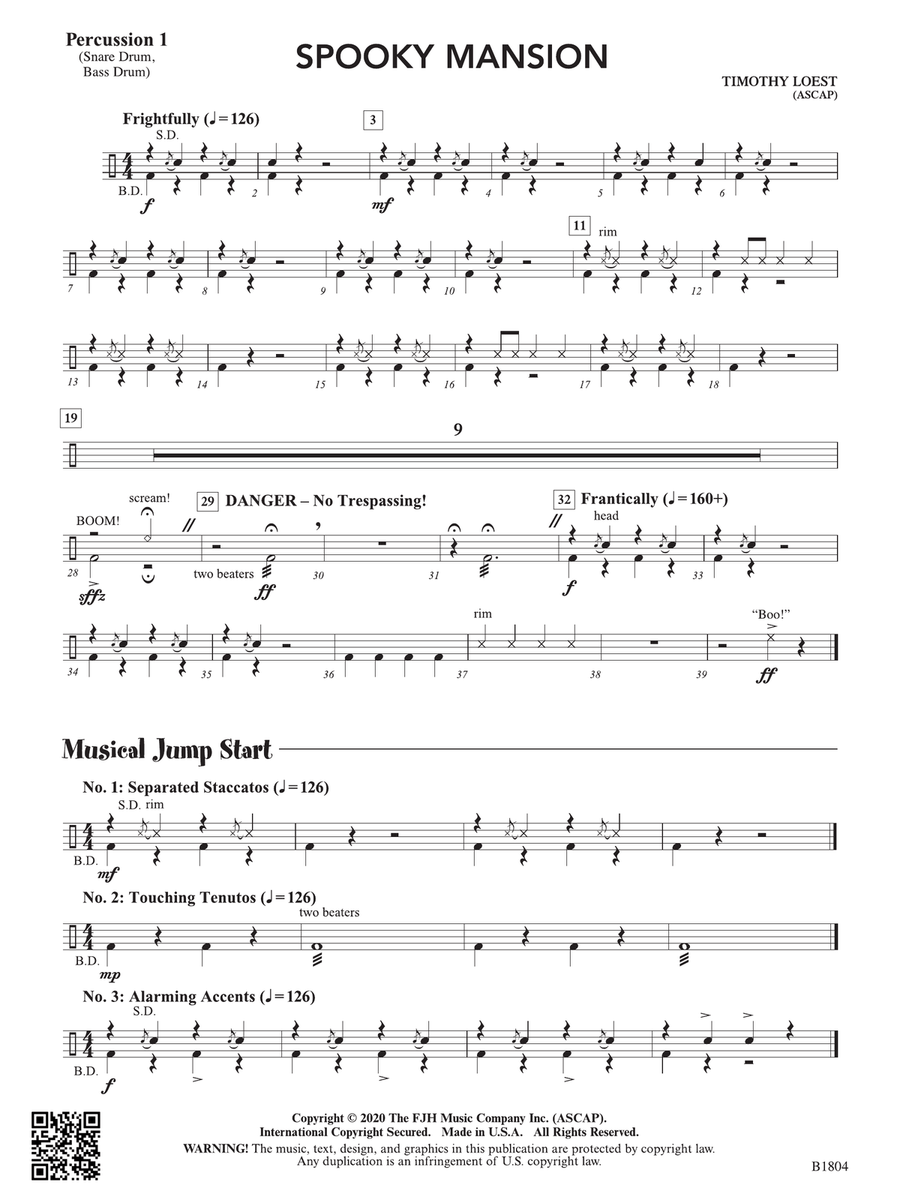 Spooky Mansion: Percussion 1 Percussion scores gallery preview page 1