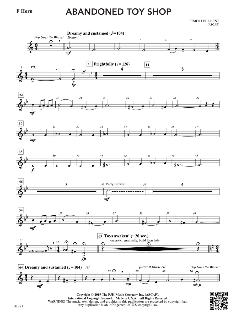 Abandoned Toy Shop: F Horn Part scores gallery preview page 1