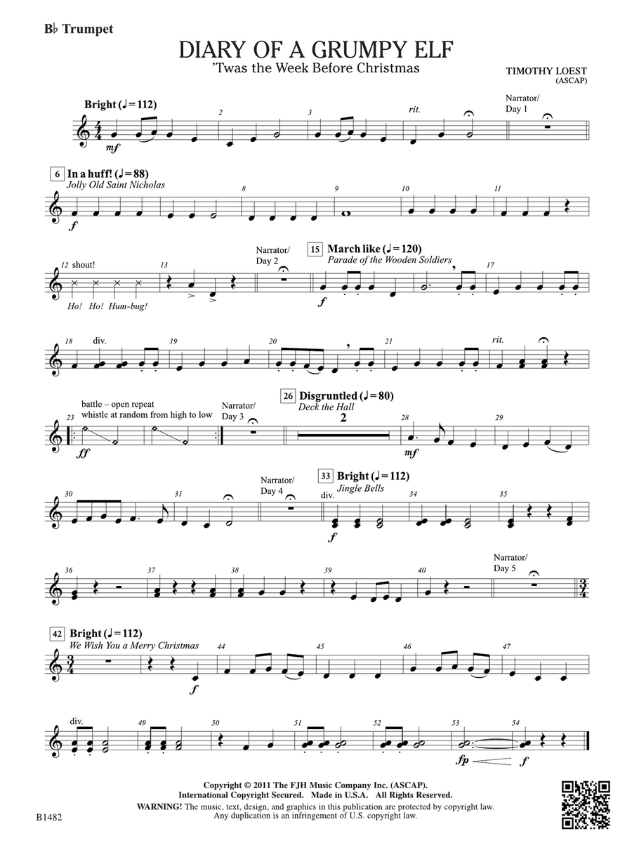 Diary of a Grumpy Elf: B-flat Trumpet B-Flat Trumpet scores gallery preview page 1