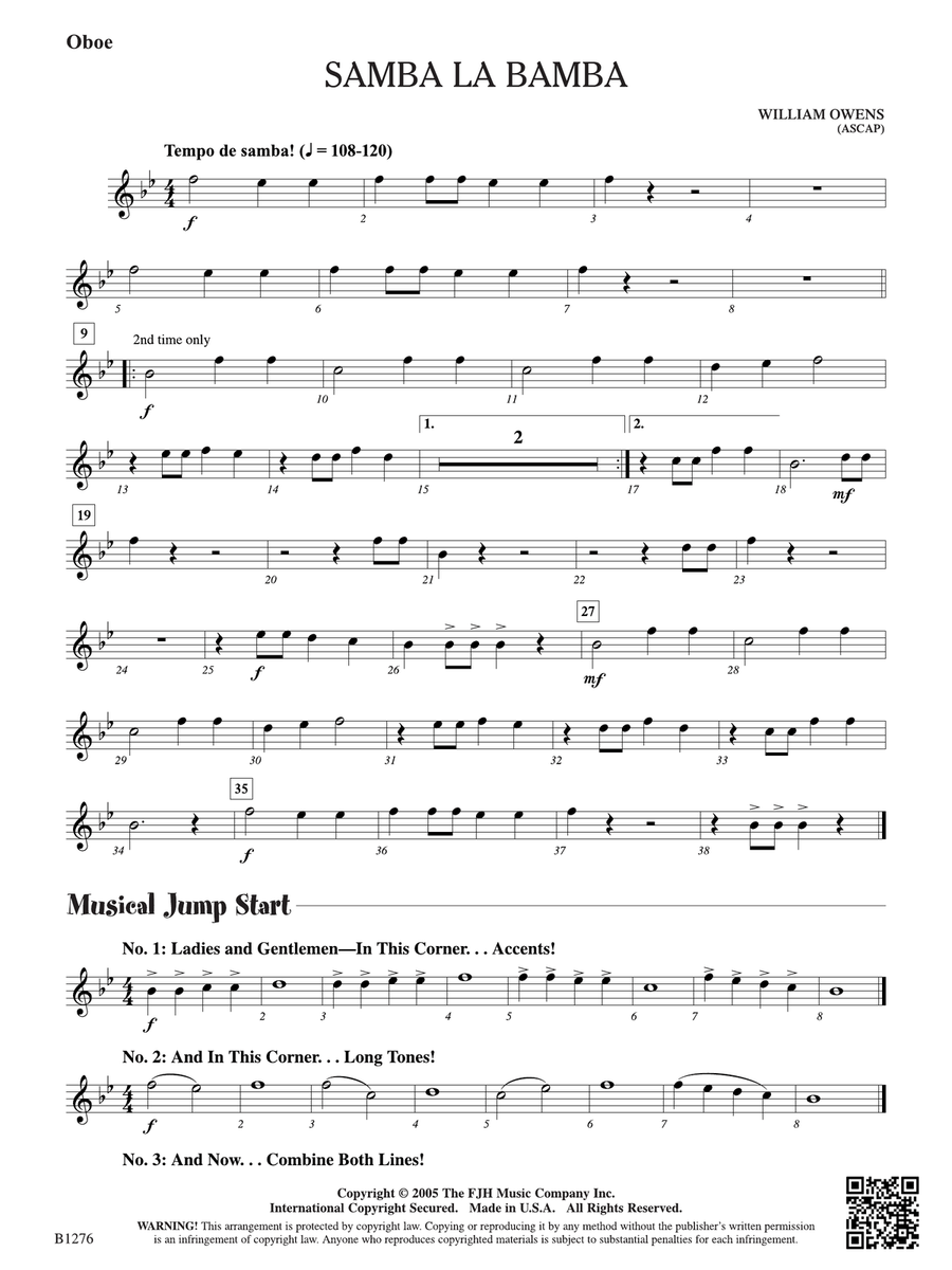 Samba La Bamba: Oboe Samba La Bamba: Oboe Oboe scores gallery preview page 1