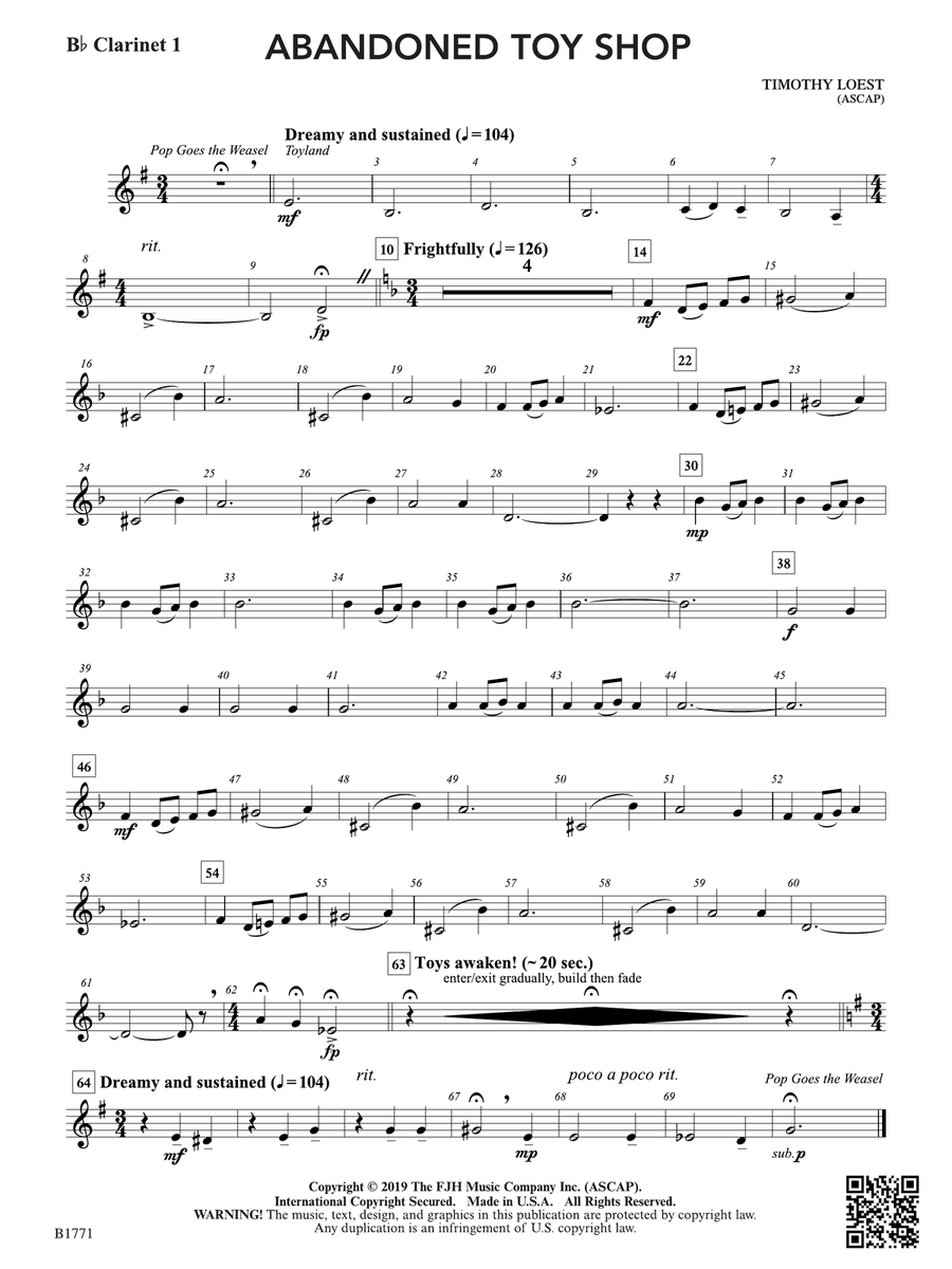 Abandoned Toy Shop: B-flat Clarinet 1 B-Flat Clarinet scores gallery preview page 1