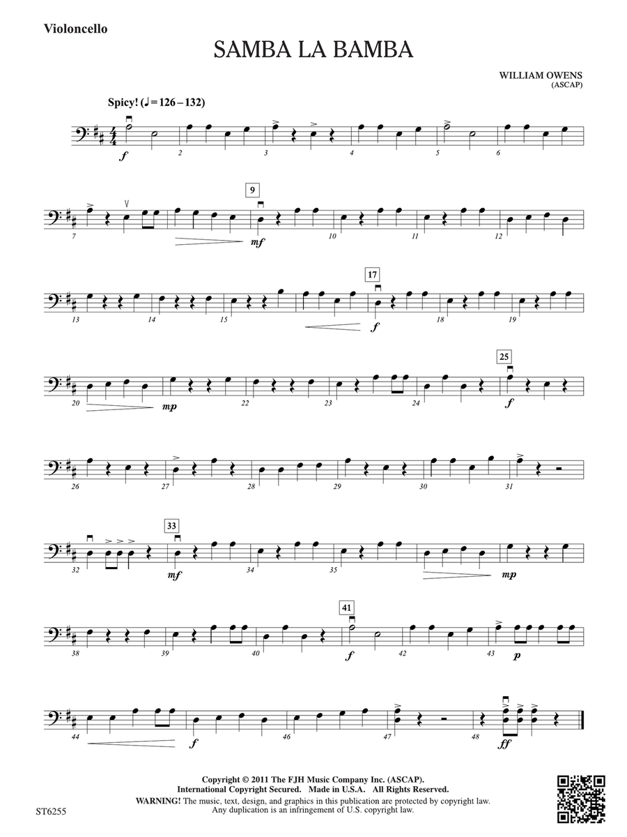 Samba La Bamba: Violoncello Part scores gallery preview page 1