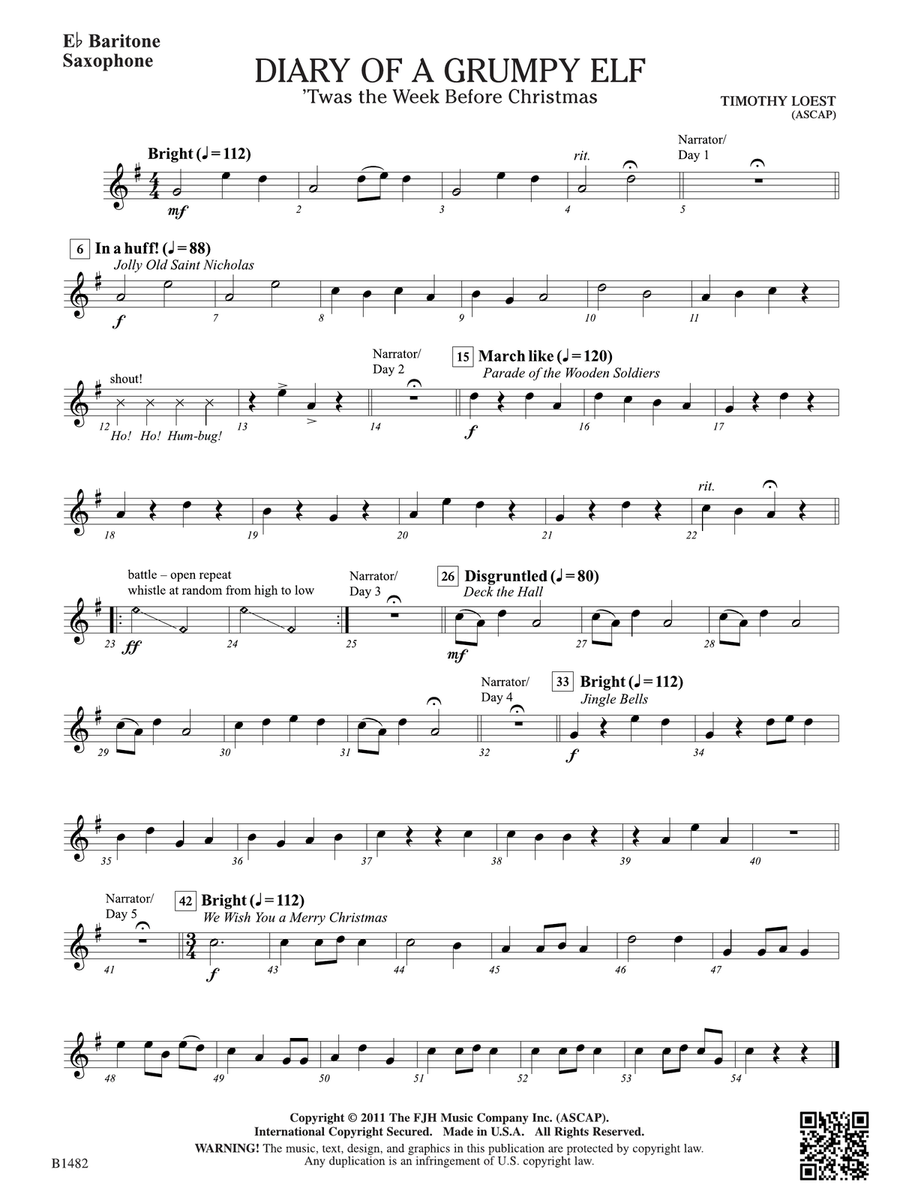 Diary of a Grumpy Elf: E-flat Baritone Saxophone Baritone Saxophone scores gallery preview page 1