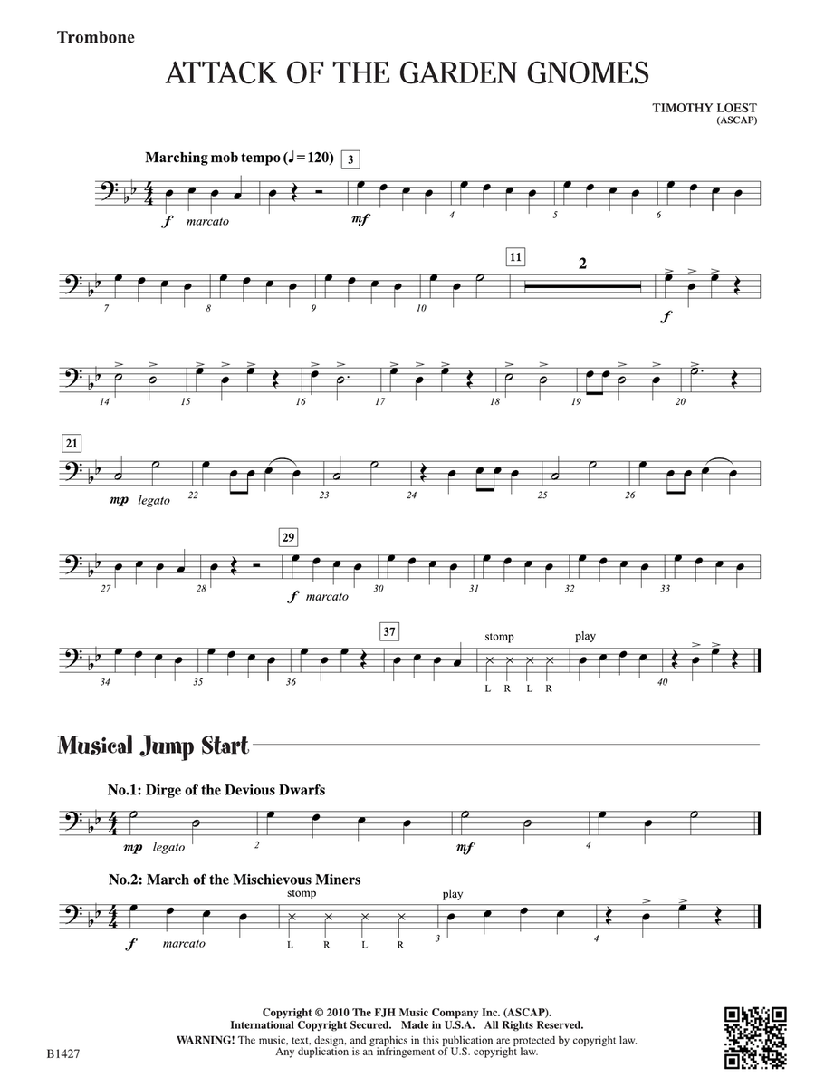 Attack of the Garden Gnomes: Trombone Trombone scores gallery preview page 1