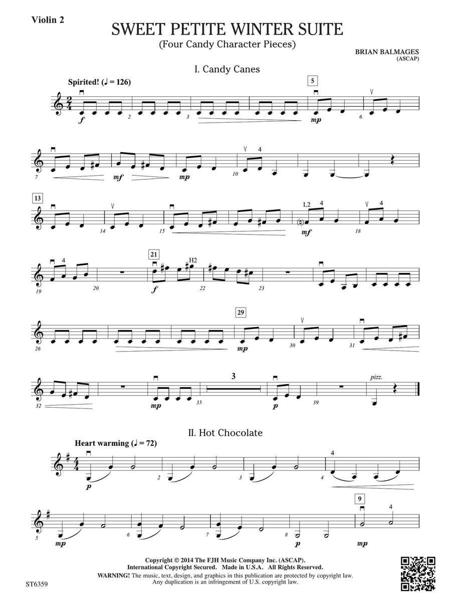 Sweet Petite Winter Suite: Violin 2 Violin scores gallery preview page 1