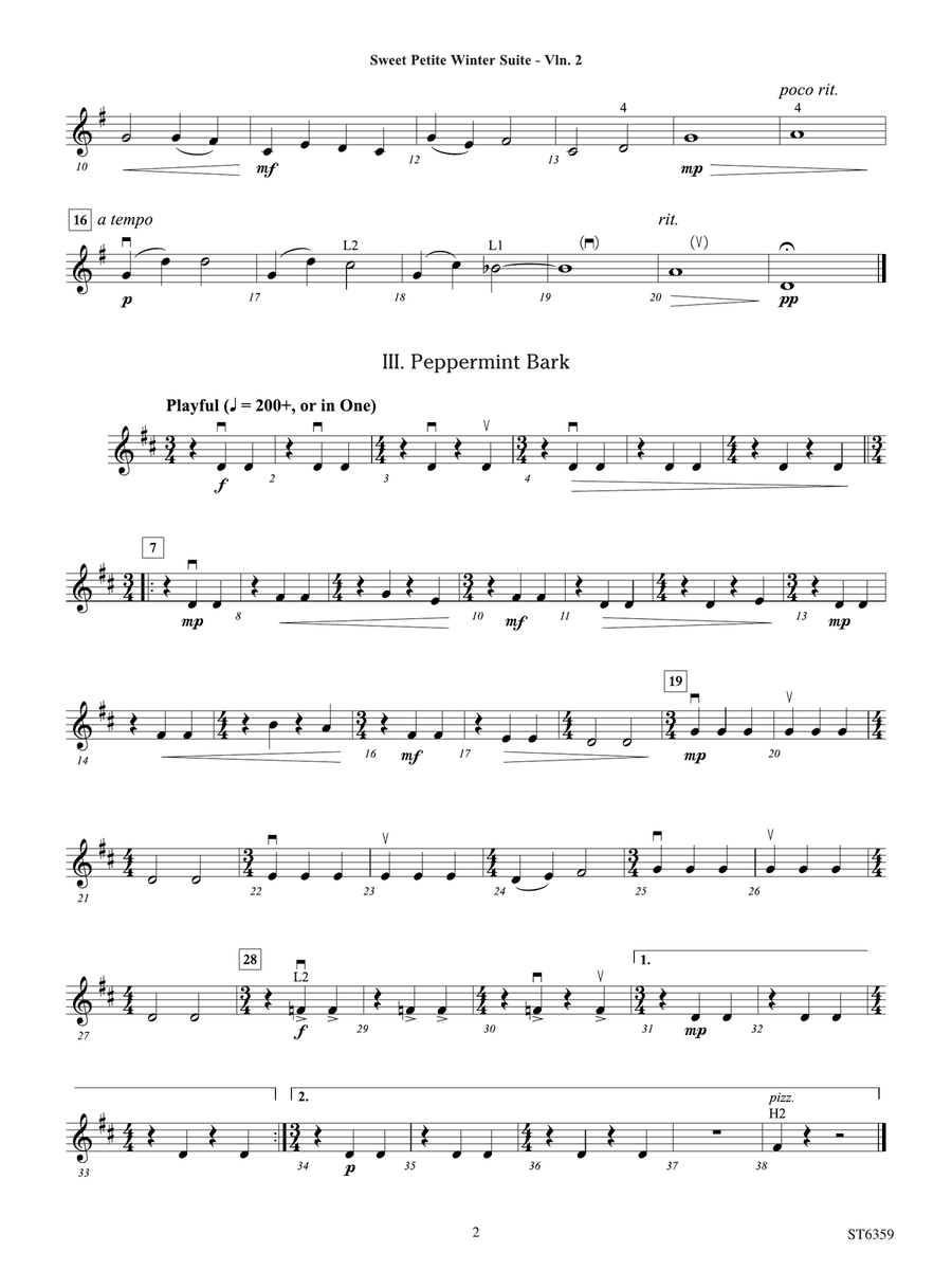 Sweet Petite Winter Suite: Violin 2 Violin scores gallery preview page 2