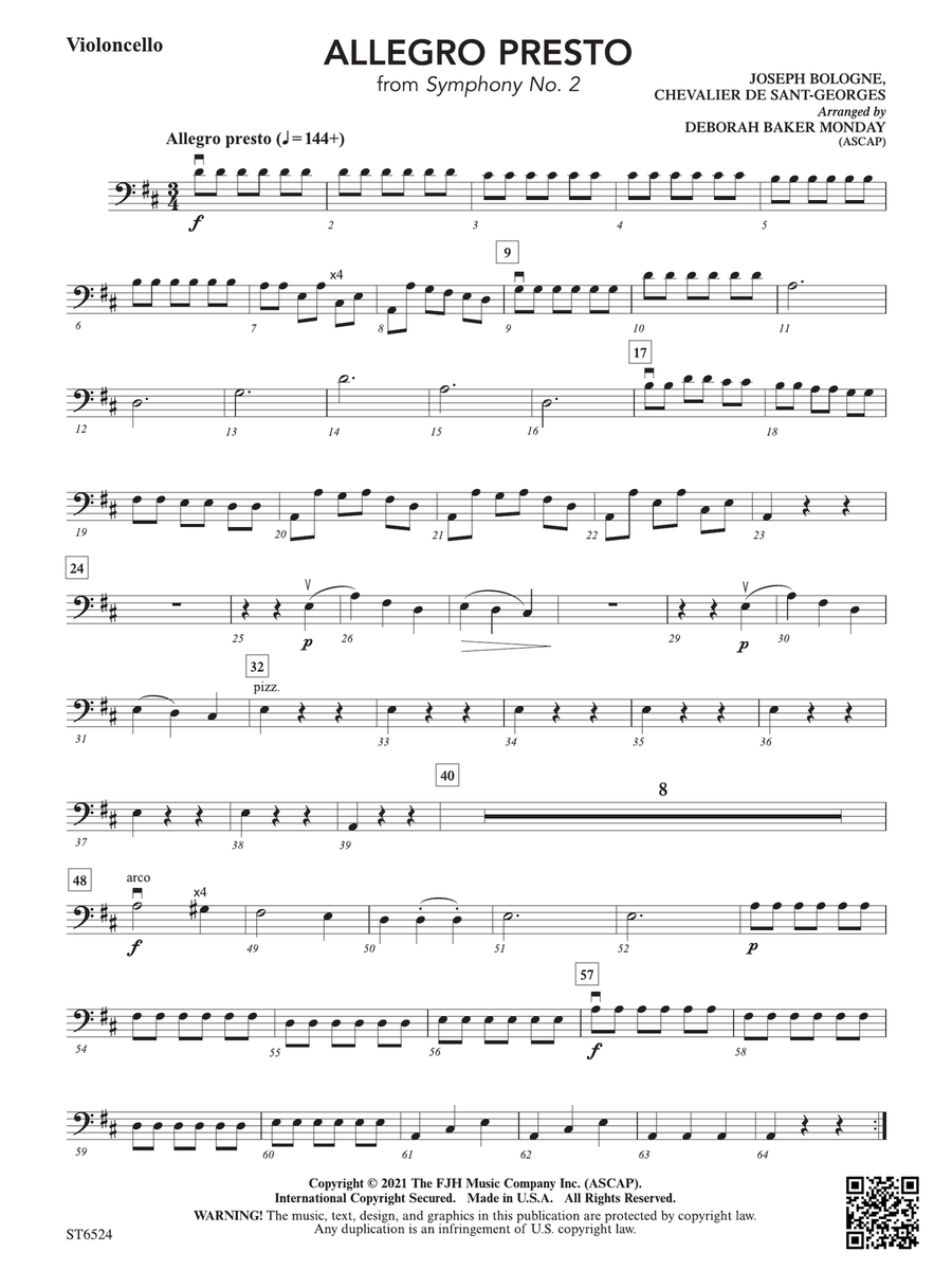Allegro Presto (From Symphony No. 2): Violoncello Part scores gallery preview page 1