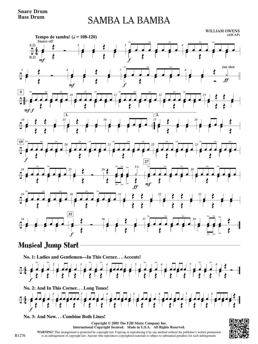 Samba La Bamba: Snare Drum Snare Drum scores gallery preview page 1