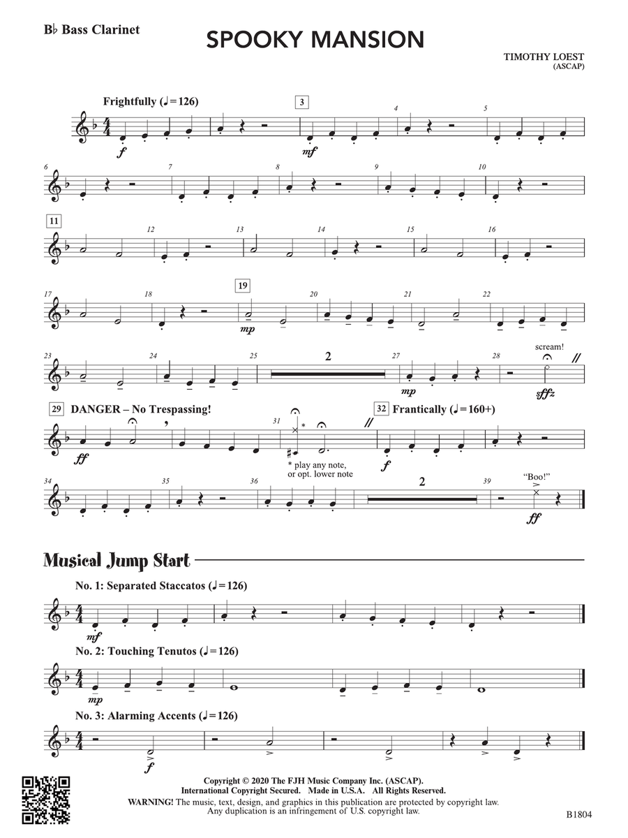 Spooky Mansion: B-flat Bass Clarinet Bass Clarinet scores gallery preview page 1