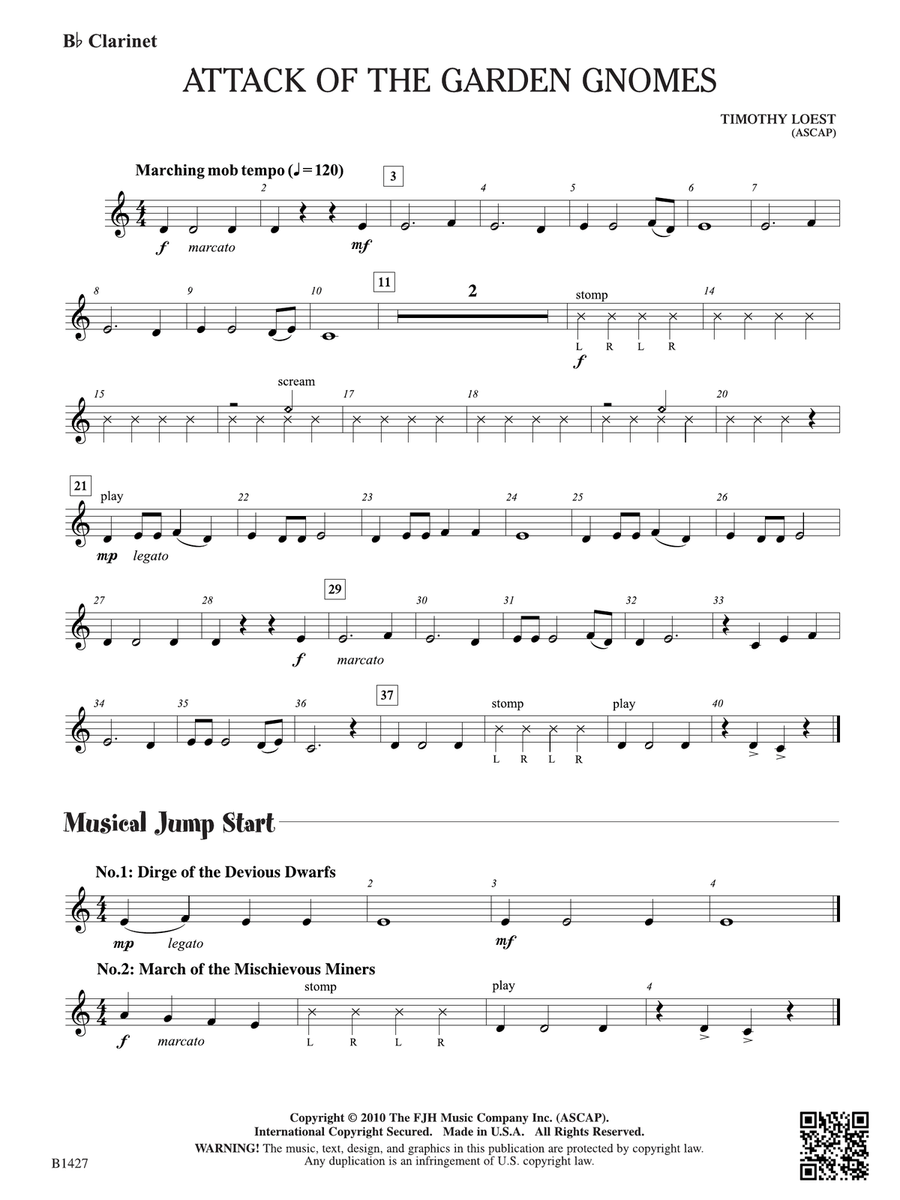 Attack of the Garden Gnomes: B-flat Clarinet B-Flat Clarinet scores gallery preview page 1