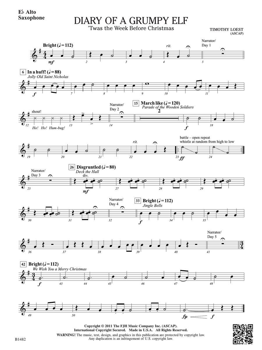 Diary of a Grumpy Elf: E-flat Alto Saxophone Alto Saxophone scores gallery preview page 1