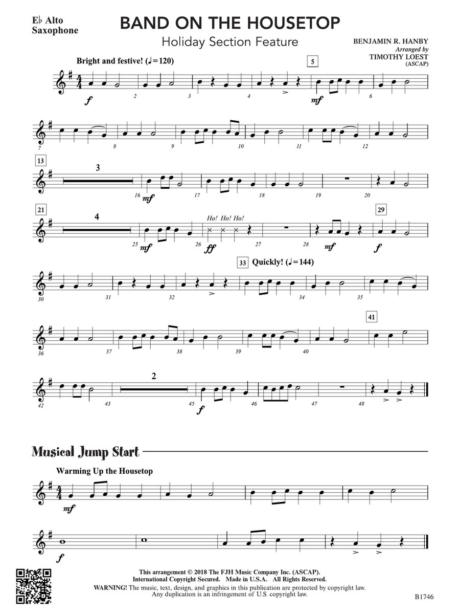 Band on the Housetop: E-flat Alto Saxophone Alto Saxophone scores gallery preview page 1