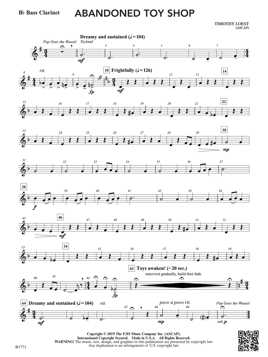 Abandoned Toy Shop: B-flat Bass Clarinet Bass Clarinet scores gallery preview page 1
