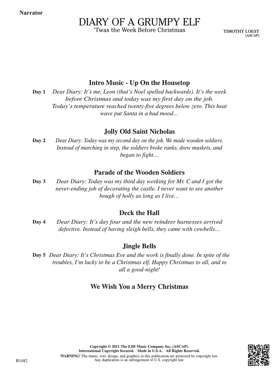 Diary of a Grumpy Elf: Narrator Part scores gallery preview page 1