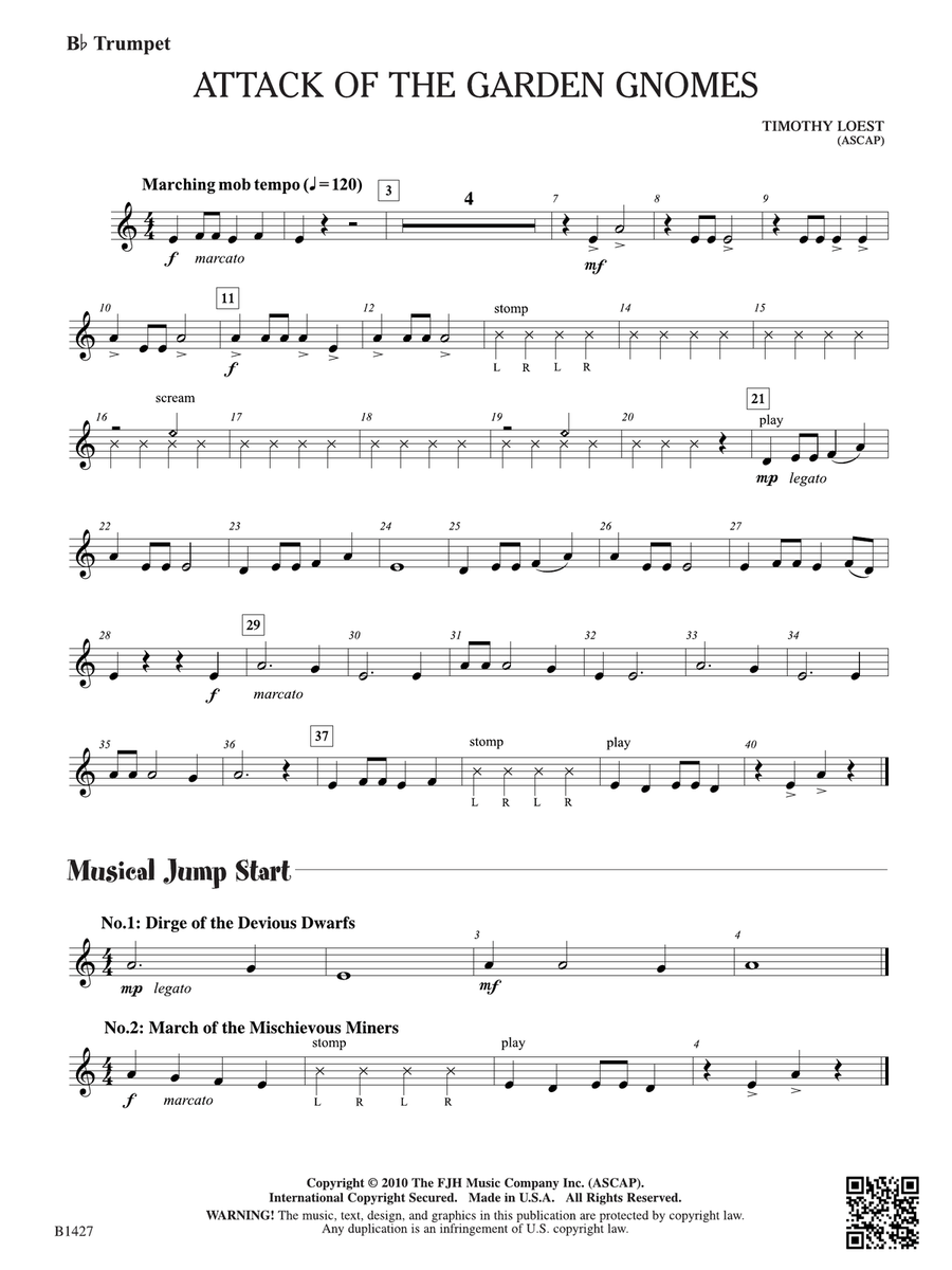 Attack of the Garden Gnomes: B-flat Trumpet B-Flat Trumpet scores gallery preview page 1