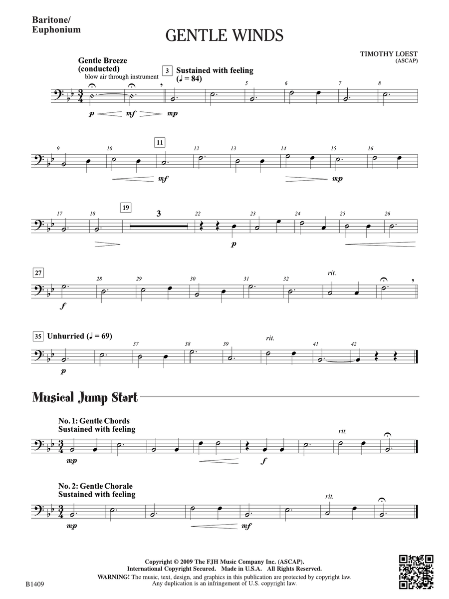 Gentle Winds: Baritone/Euphonium Baritone Horn scores gallery preview page 1