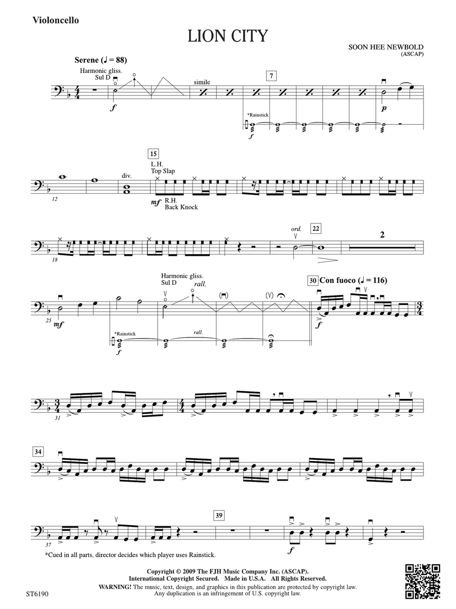 Lion City: Violoncello Lion City: Violoncello Part scores gallery preview page 1