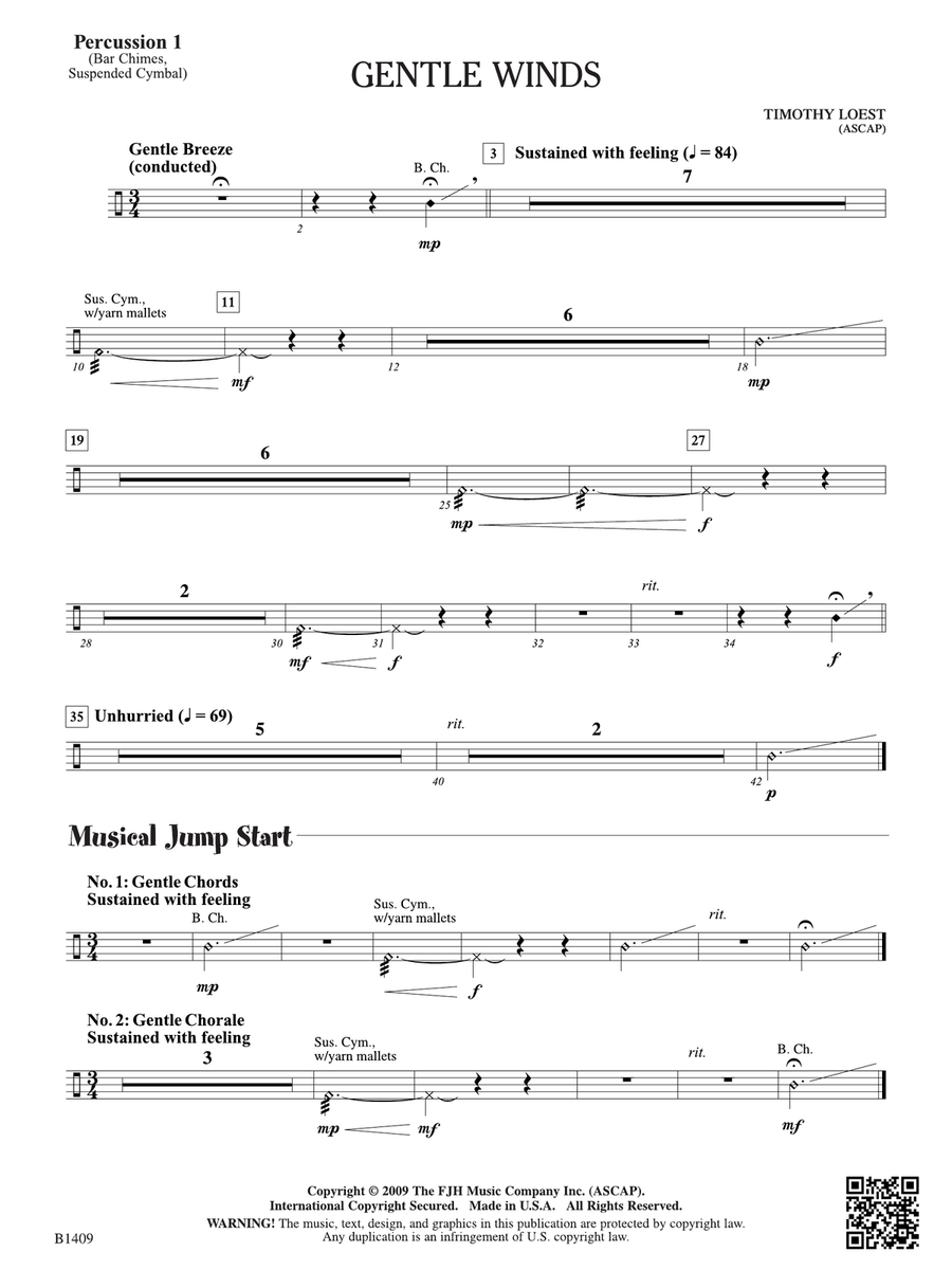 Gentle Winds: Percussion 1 Percussion scores gallery preview page 1
