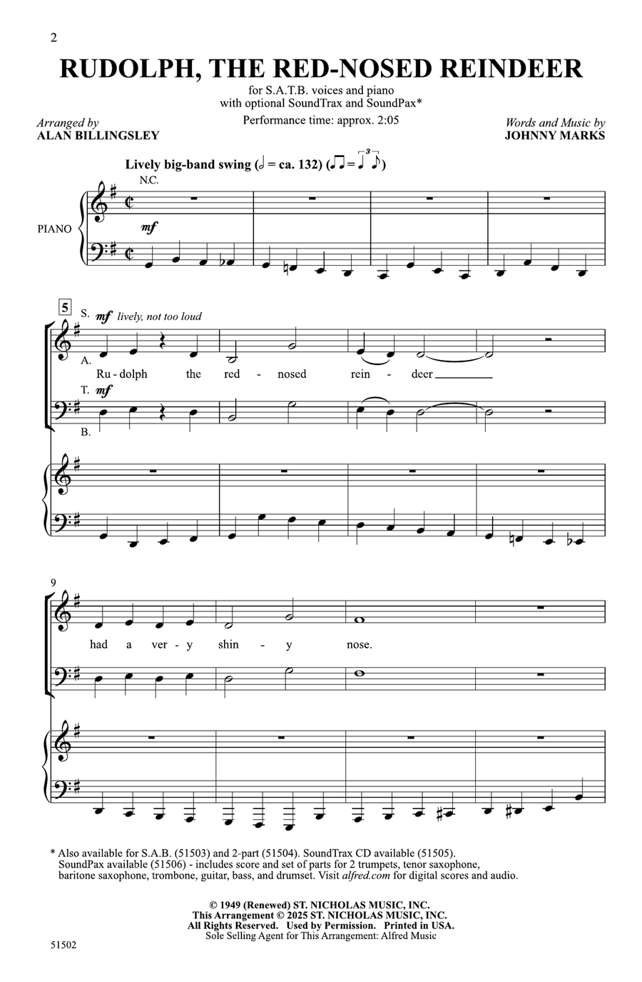 Rudolph, the Red-Nosed Reindeer Choir scores gallery preview page 1