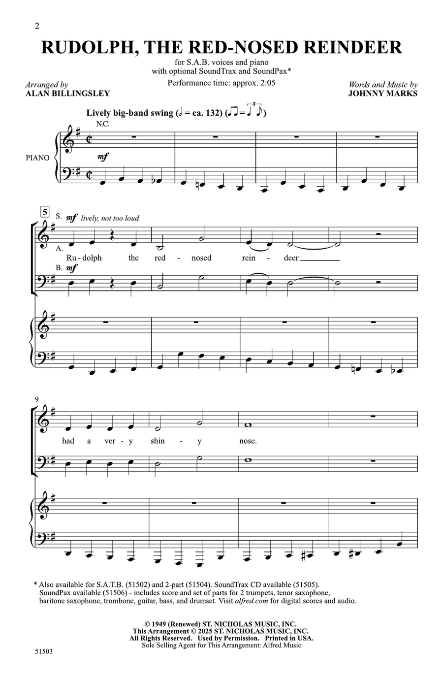 Rudolph, the Red-Nosed Reindeer Choir scores gallery preview page 1
