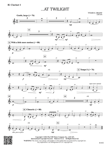 ...At Twilight: B-flat Clarinet 1