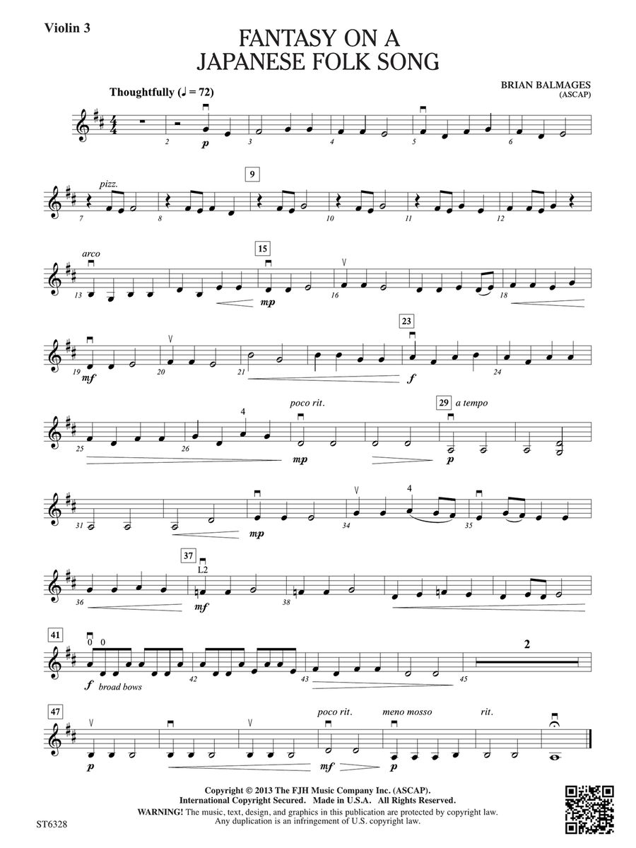 Fantasy on a Japanese Folk Song: Violin 3 (Viola T.C.) Viola scores gallery preview page 1