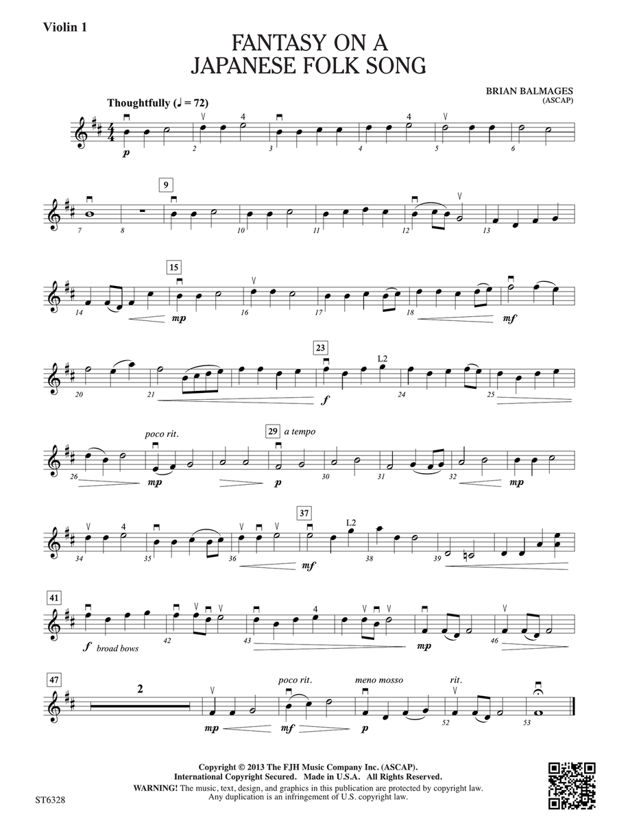 Fantasy on a Japanese Folk Song: Violin 1 Violin scores gallery preview page 1