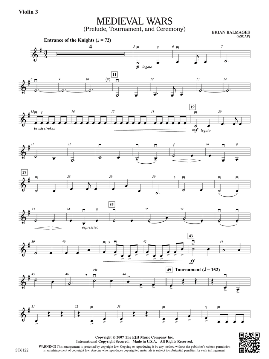 Medieval Wars (Prelude, Tournament, and Ceremony): Violin 3 (Viola T.C.) Viola scores gallery preview page 1
