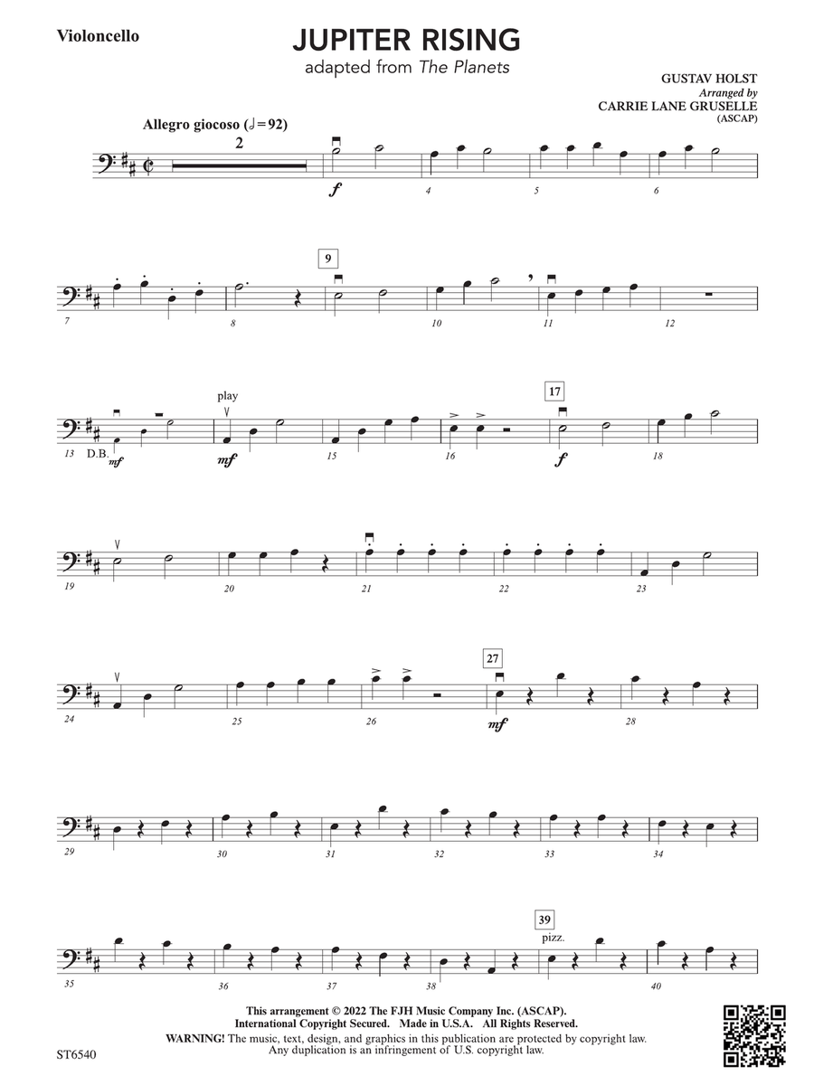 Jupiter Rising (Adapted from The Planets): Violoncello Part scores gallery preview page 1