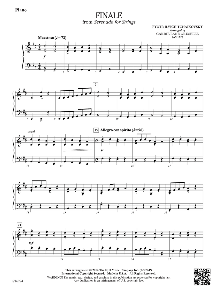 Finale from Serenade for Strings: Piano String Orchestra scores gallery preview page 1