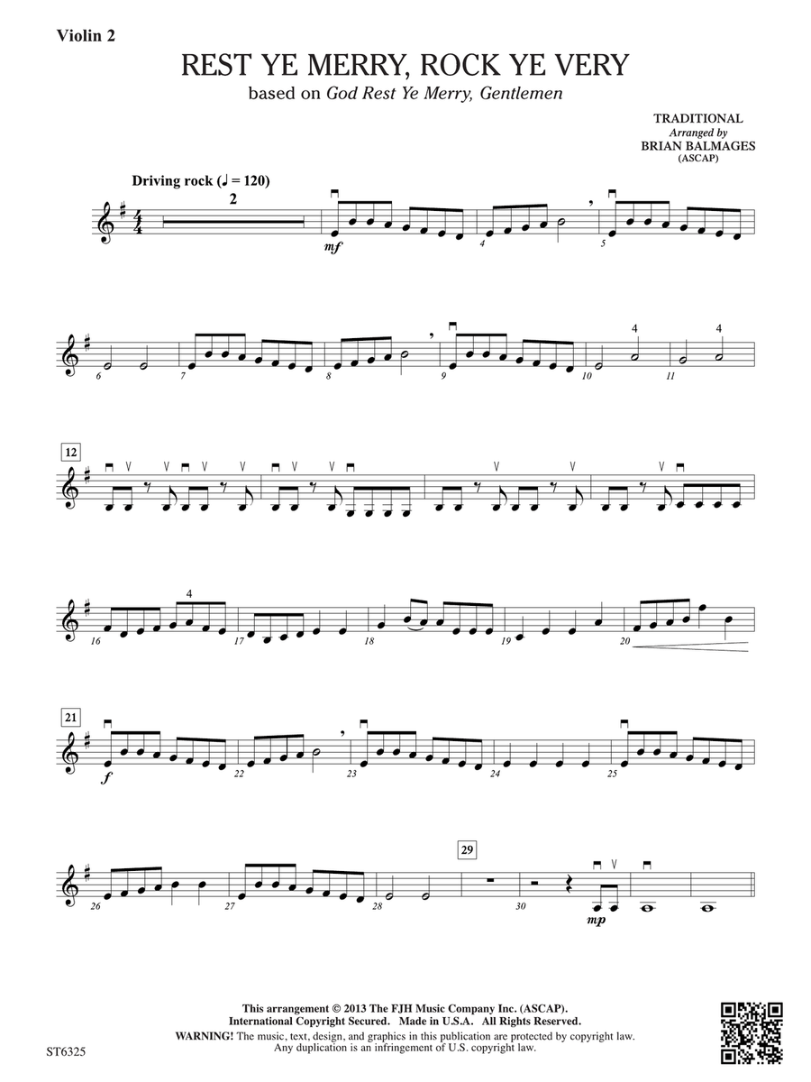 Rest Ye Merry, Rock Ye Very: Violin 2 Violin scores gallery preview page 1