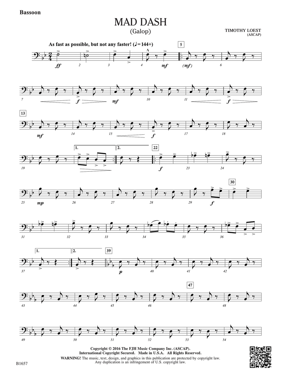 Mad Dash: Bassoon Mad Dash: Bassoon Bassoon scores gallery preview page 1