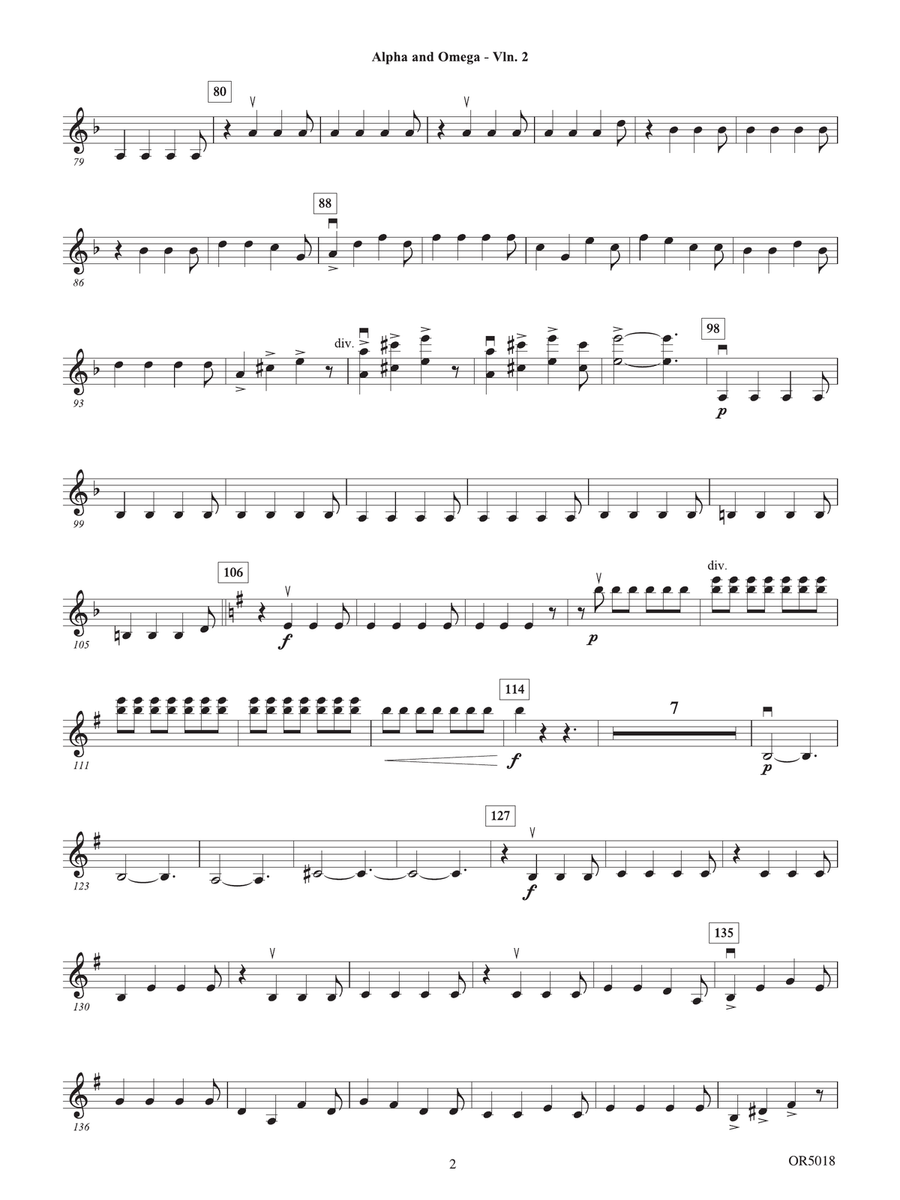 Alpha and Omega: Violin 2 Violin scores gallery preview page 2