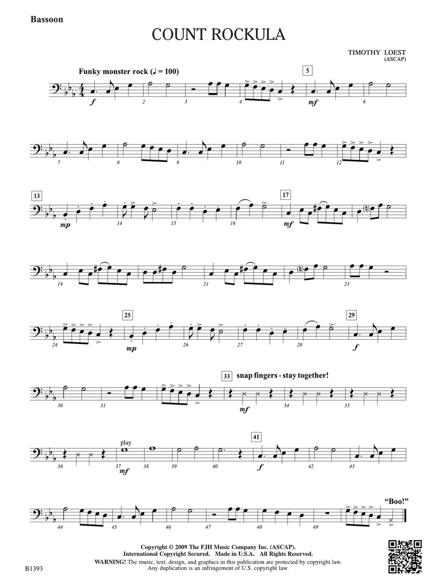 Count Rockula: Bassoon Count Rockula: Bassoon Bassoon scores gallery preview page 1