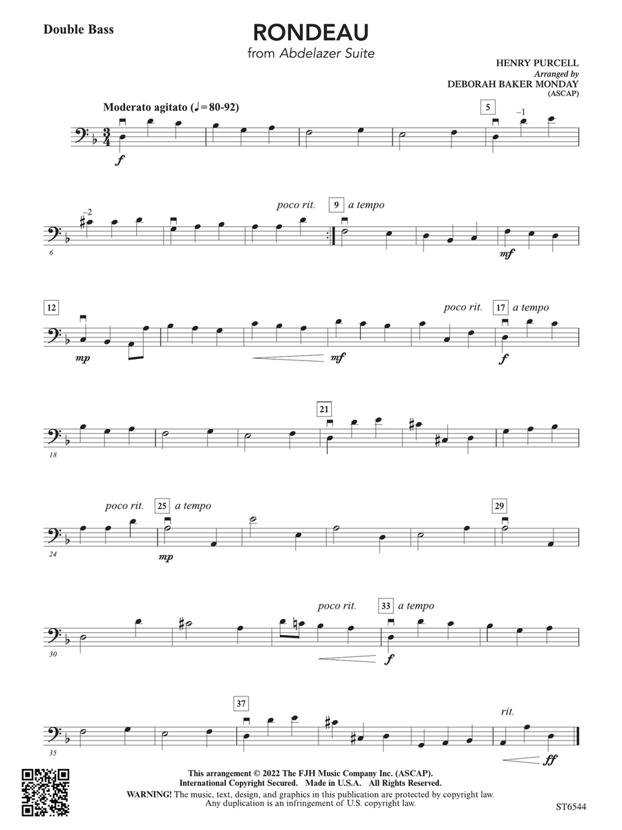 Rondeau (from Abdelazer Suite): Double Bass Double Bass scores gallery preview page 1