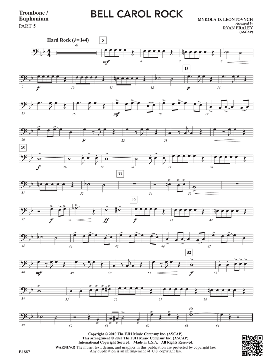 Bell Carol Rock: Part 5 - Trombone / Euphonium String Orchestra scores gallery preview page 1