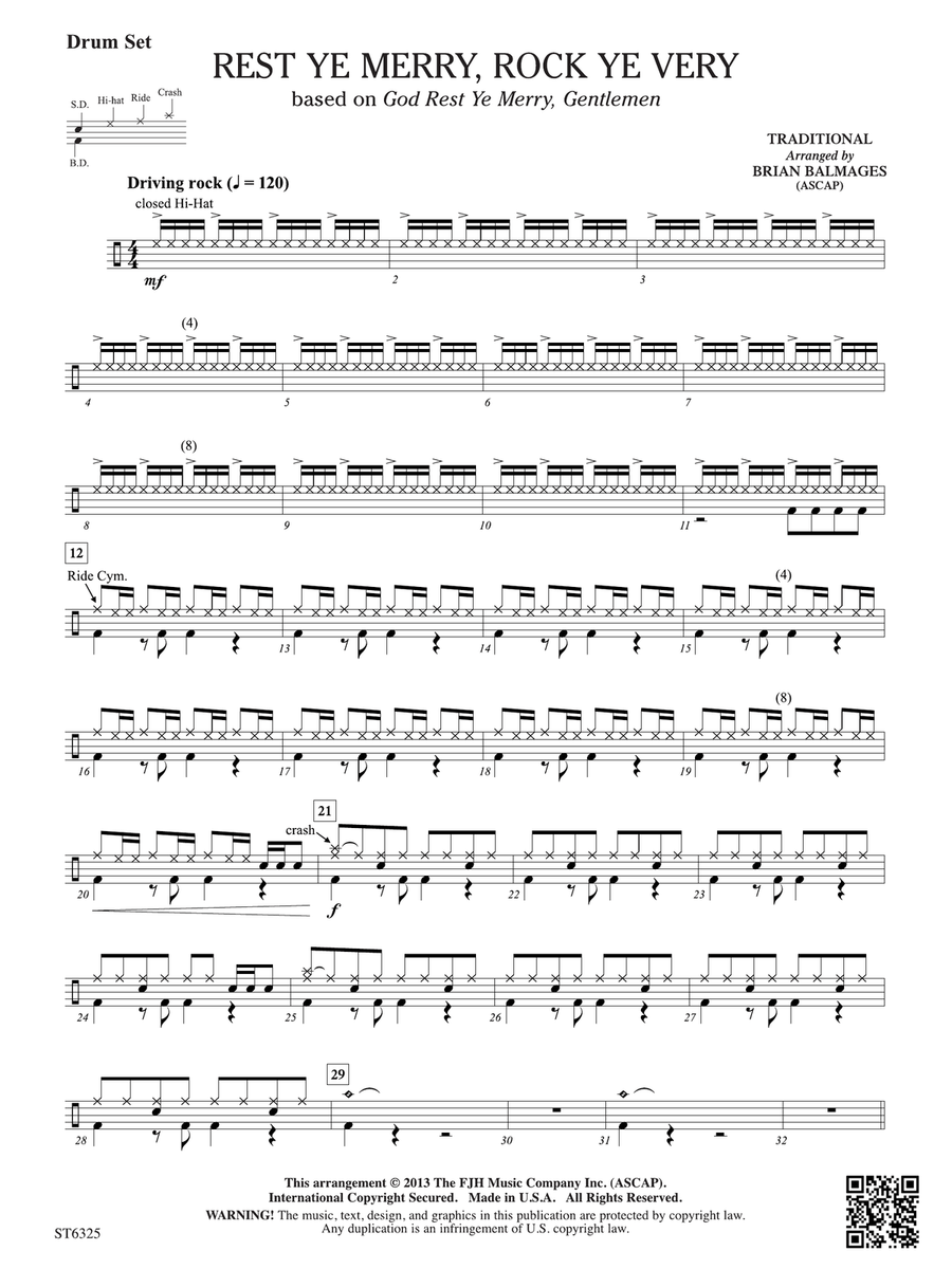 Rest Ye Merry, Rock Ye Very: Drum Set Drum Set scores gallery preview page 1