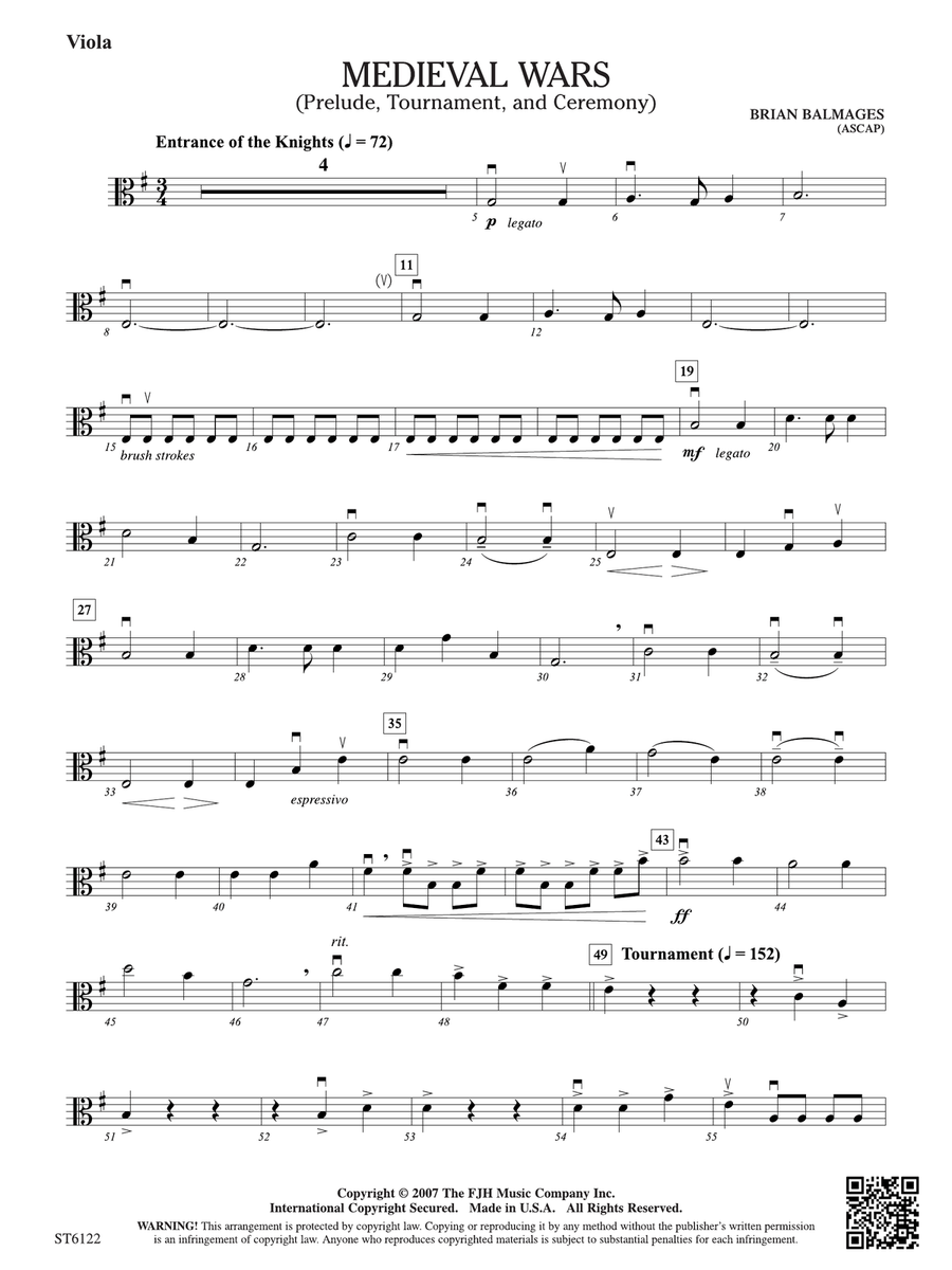 Medieval Wars (Prelude, Tournament, and Ceremony): Viola Viola scores gallery preview page 1