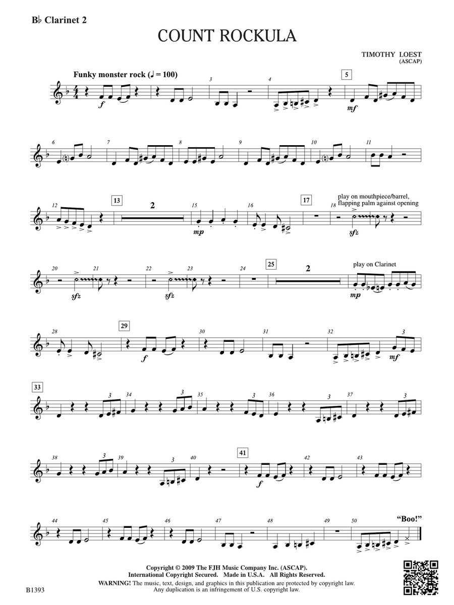 Count Rockula: B-flat Clarinet 2 B-Flat Clarinet scores gallery preview page 1