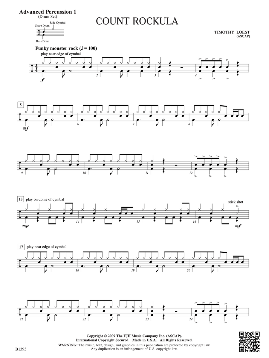 Count Rockula: Advanced Percussion 1 Percussion scores gallery preview page 1