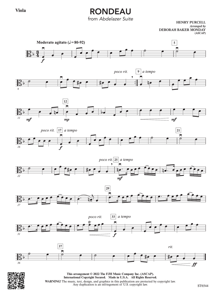 Rondeau (from Abdelazer Suite): Viola Viola scores gallery preview page 1