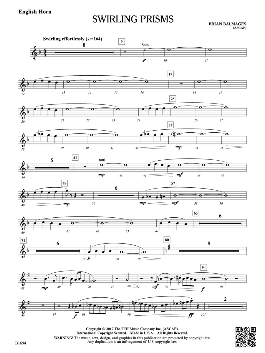 Swirling Prisms: English Horn (opt.) English Horn scores gallery preview page 1