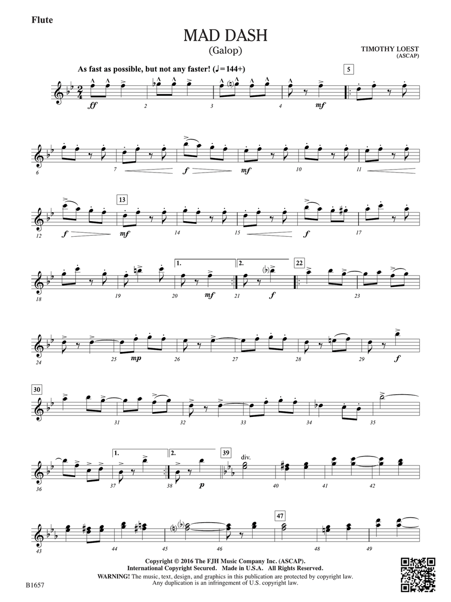 Mad Dash: Flute Mad Dash: Flute Flute scores gallery preview page 1