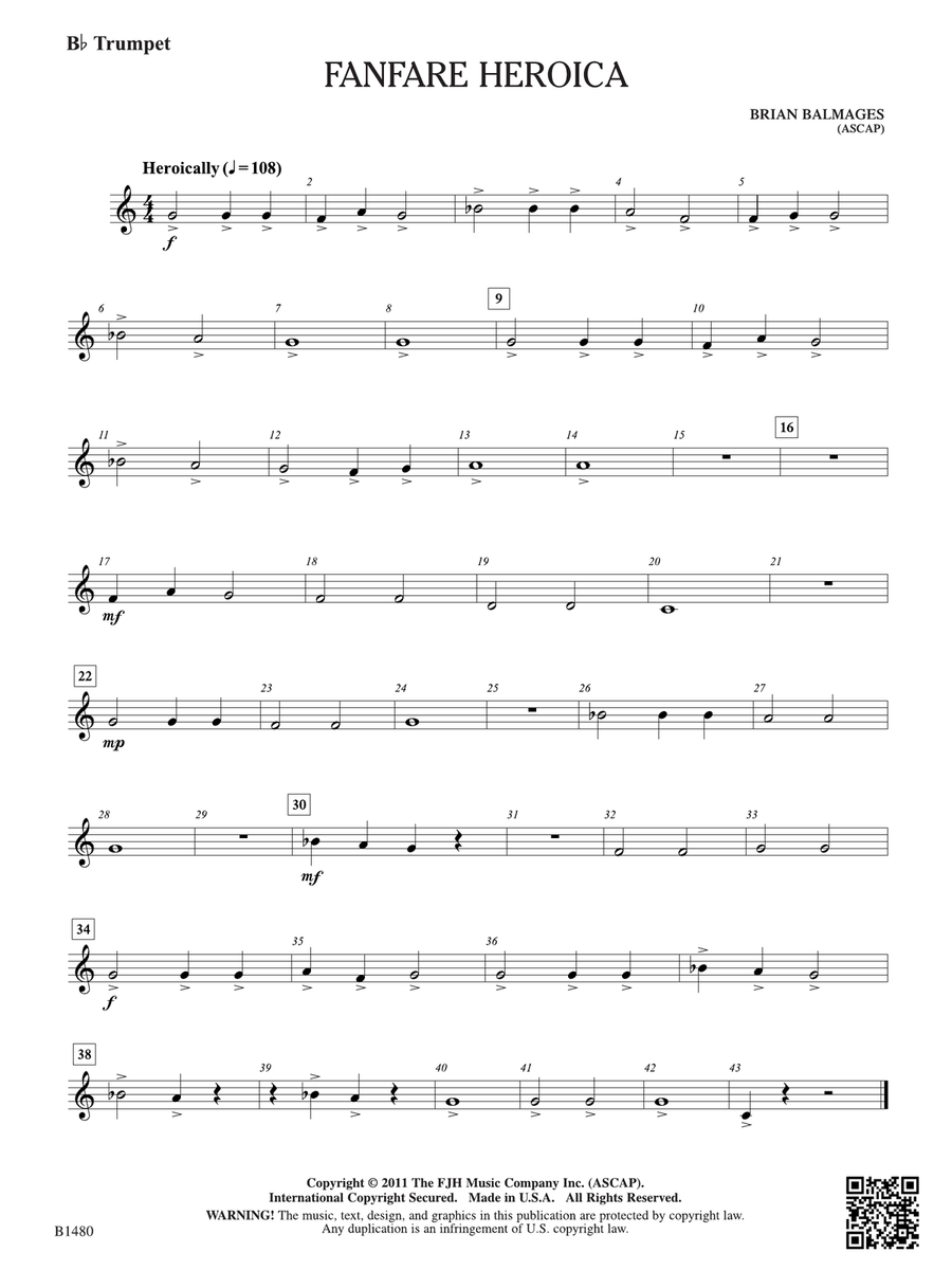 Fanfare Heroica: B-flat Trumpet B-Flat Trumpet scores gallery preview page 1