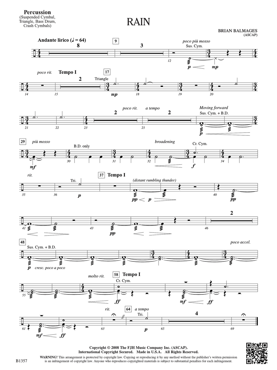 Rain: Percussion Rain: Percussion Percussion scores gallery preview page 1