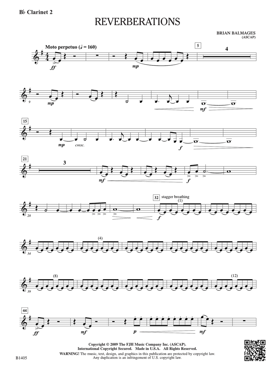 Reverberations: B-flat Clarinet 2 B-Flat Clarinet scores gallery preview page 1