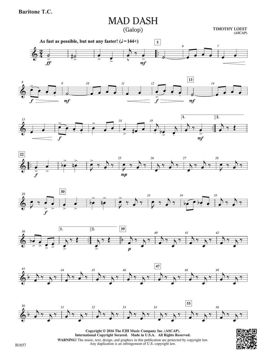 Mad Dash: Baritone T.C. Mad Dash: Baritone T.C. Baritone Horn TC scores gallery preview page 1