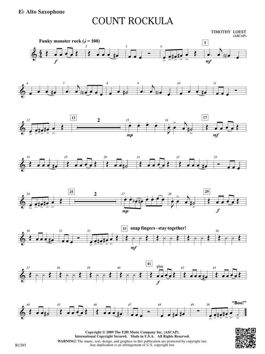 Count Rockula: E-flat Alto Saxophone Alto Saxophone scores gallery preview page 1